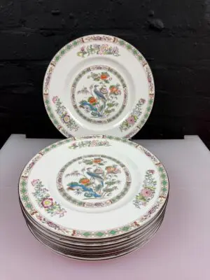 10 x Wedgwood Kutani Crane Dinner Plates 10.75" Wide Set