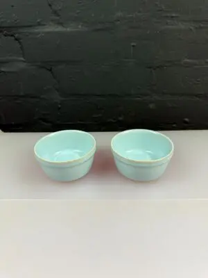 2 x Denby Blue Linen Ramekin Dishes 3.75" Wide 1st Quality