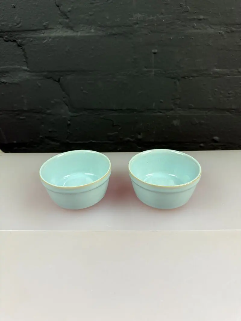 2 x Denby Blue Linen Ramekin Dishes 3.75" Wide 1st Quality