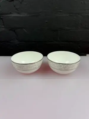 2 x Royal Doulton Naples Platinum H5269 Open Sugar Bowls 11.5 cm x 6 cm Set