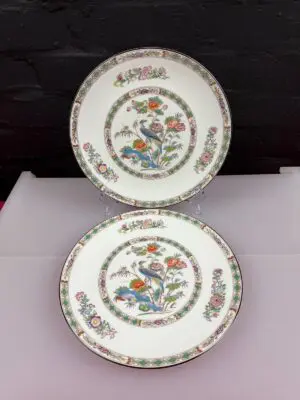 2 x Wedgwood Kutani Crane Cake Plates 9.5" Wide Set