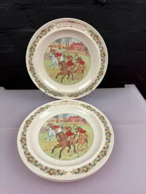 3 Wedgwood of Etruria and Barlaston The Three Jovial Huntsmen Dinner Plates 10"