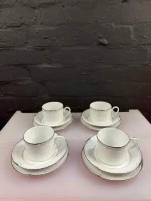 4 x  Noritake Dynasty L565 Tea Trios Cups Saucers and Side Plates Set