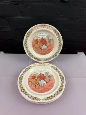 4 x Wedgwood of Etruria and Barlaston The Three Jovial Huntsmen Salad Plates 8"