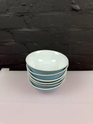 6 x Denby Colonial Blue Cereal Bowls 16 cm ( 6.25" ) Wide Set