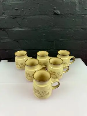 6 x Denby Memories / Images Tea / Coffee Mugs 3.75" High Set