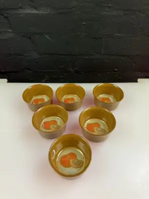 6 x Denby Tomato And Mushroom Ramekin Dishes 8.5 cm Wide x 4.5 cm High Set