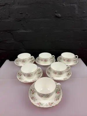 6 x Minton Spring Bouquet Tea Cups and Saucers Set