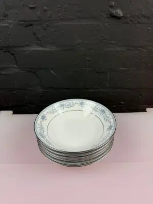 6 x Noritake Blue Hill 2482 Soup Cereal Bowls 19 cm 7.5" Wide Set