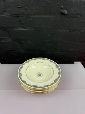 6 x Royal Doulton Albany H5121 Rimmed Soup Bowls 20.5 cm Wide Set