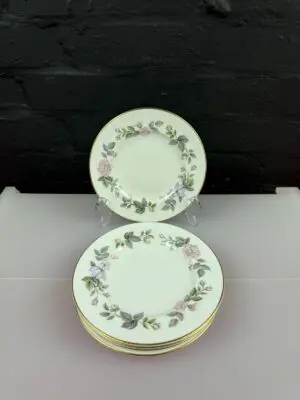 6 x Royal Worcester June Garland Large Tea / Side Plates 18 cm Wide Set