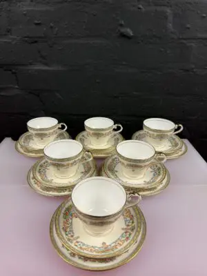 Aynsley Henley Tea Trios Cups Saucers and Side Plates Set of 6