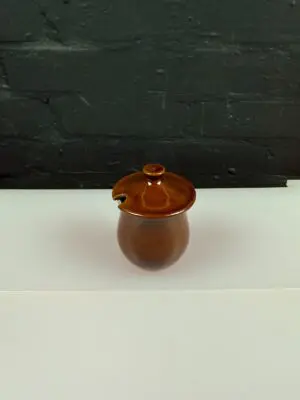 Bourne / Denby Homestead Brown and Blue Covered Preserve Pot 5" High
