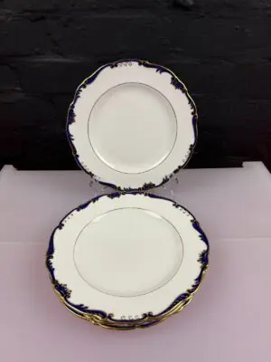 Coalport 9235 Admiral Cobalt Blue Dessert / Salad Plates 8.75" Wide Set of 4