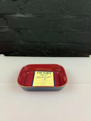 Denby Classic Red and Blue Small Serving Dish 7" x 4.75"