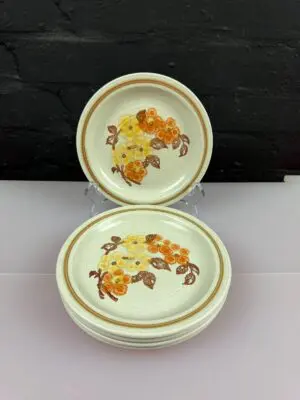 Homespun Churchill Autumn Gold Tea / Side Plates 7" Wide Set of 5