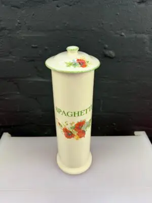 Kernewek Pottery Cornwall Red Poppy Design Spaghetti Storage Jar 14.75" High