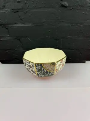 Masons Applique Black Octagonal Fruit Salad Serving Bowl 7.75" Wide 3.75" High