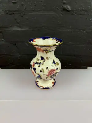 Masons Ironstone Blue Mandalay Wide Rim Vase 7.75" High