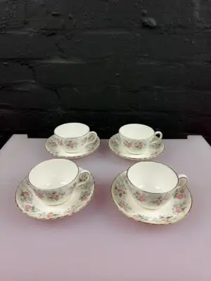 Minton Spring Bouquet Tea Cups and Saucers Set of 4