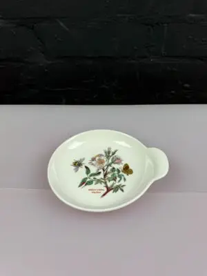Portmeirion Botanic Garden Round Dog Rose Handled Small Dish 5.25" Wide