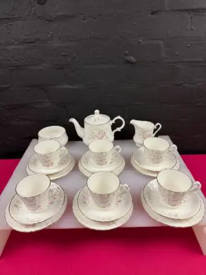 Queensway Fine China Clematis Tea Set Teapot Cups Saucers Side Plates Jug Sugar