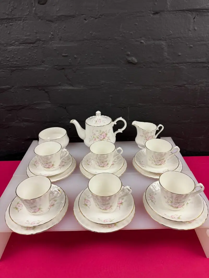 Queensway Fine China Clematis Tea Set Teapot Cups Saucers Side Plates Jug Sugar