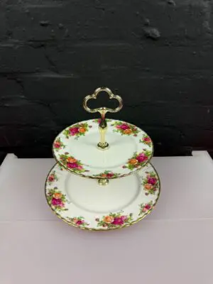 Royal Albert Old Country Roses 2 Tier Cake Stand ( Dinner and Salad Plates )