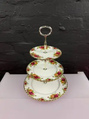 Royal Albert Old Country Roses 3 Tier Cake Stand ( Dinner Salad Side Plates )
