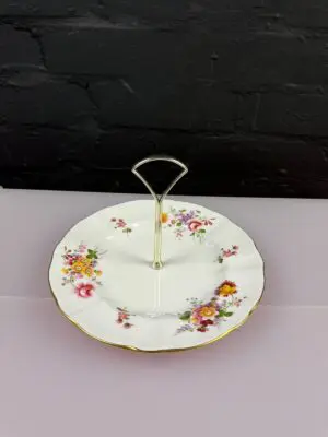 Royal Crown Derby Derby Posies 2 Tier Cake Stand Salad Plates 8.5" Wide 1st 1986