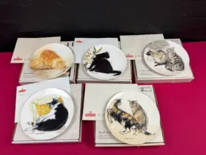 Royal Doulton Royal Mail Set of 5 Cats Collection Plates Elizabeth Blackadder