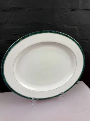 Royal Worcester Medici Green Oval Carving Serving Platter Plate 15.5" x 13"