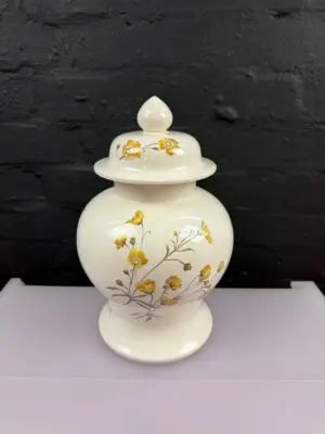 Spode Yellow Flowers Floral Temple Covered Ginger Cooke Jar 13" High RARE