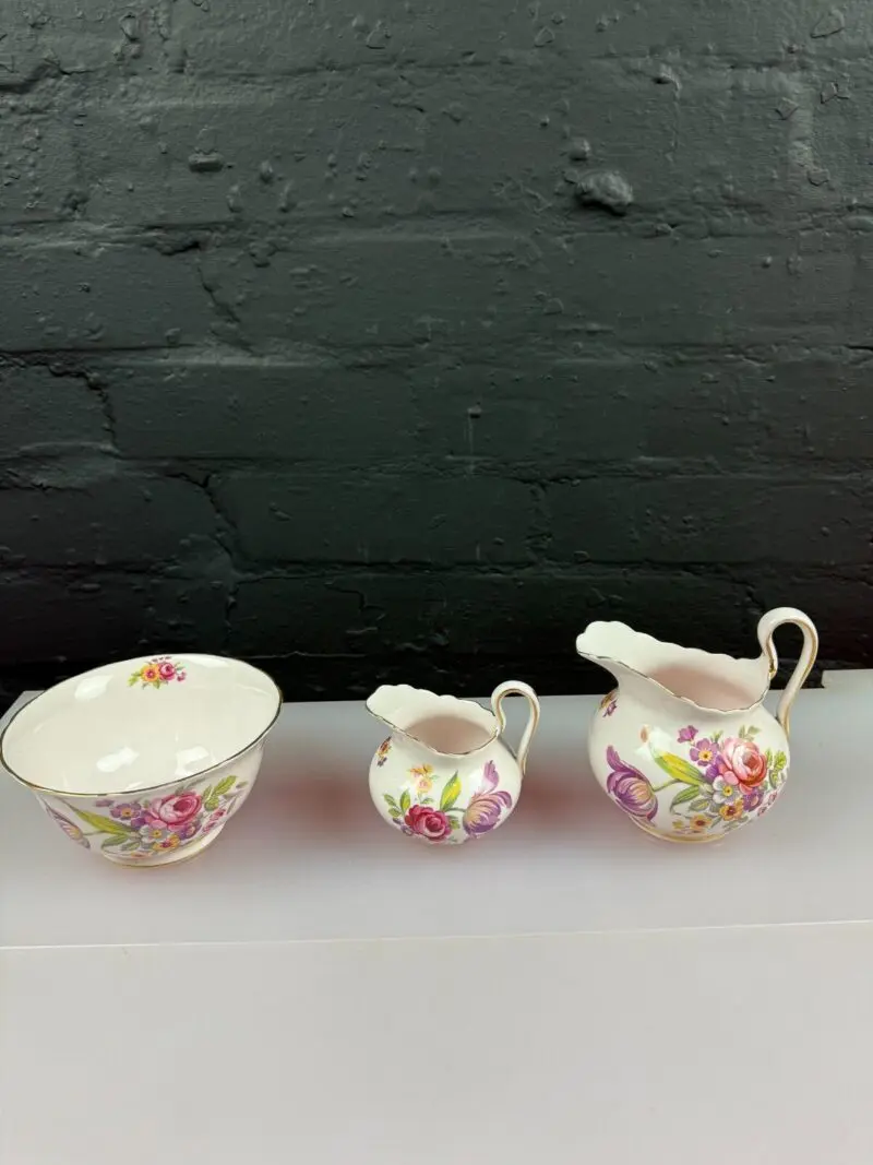 Tuscan Montrose Milk and Cream Jugs 3.75" + 2.75" High and Open Sugar Bowl Set