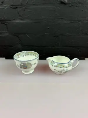 Wedgwood Chinese Legend Squat Milk / Cream Jug 2.5" and Footed Sugar Bowl Set