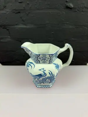 Wood & Sons Yuan Hexagonal Blue and White Jug 6.5" High