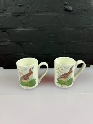 2 Portmeirion Birds Of Britain Tea Coffee Mugs 10.5 cm High Set Bobwhite Quail