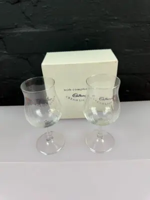 2 x Cadbury's Cream Liqueur Glasses 15 cm High Set Boxed