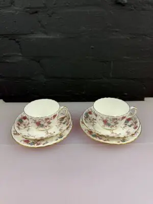2 x Minton Ancestral Tea Trios Cups Saucers and Side Plates Set