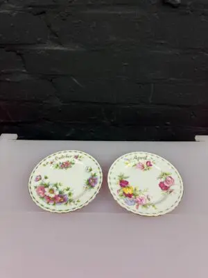 2 x Royal Albert Flower Of The Month April and October Tea / Side Plates 16 cm