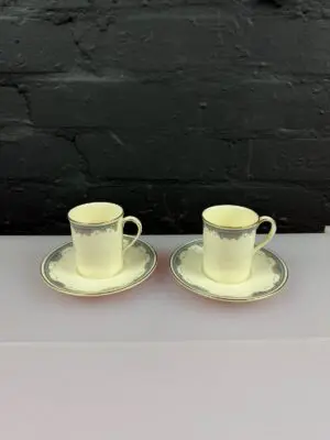2 x Royal Doulton Albany H5121 Tall Coffee Cups / Cans and Saucers Set