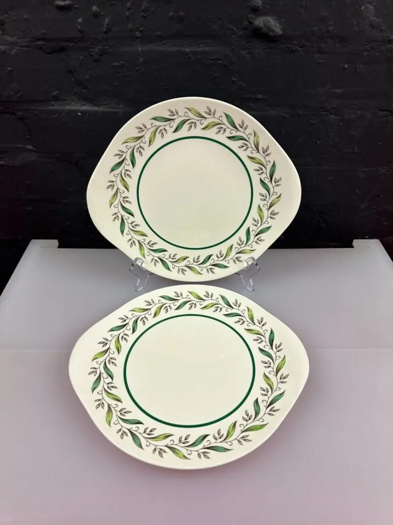 2 x Royal Doulton Almond Willow Eared Cake / Bread Plates 26.5 cm Wide Set