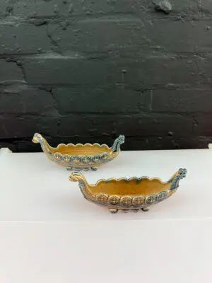 2 x Wade Vintage Viking Ships / Boats Trinket Dishes 7.5" Long Pair