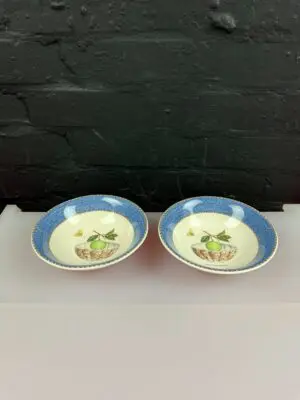 2 x Wedgwood Sarah's Garden Blue Cereal Bowls 6.75" Wide Set