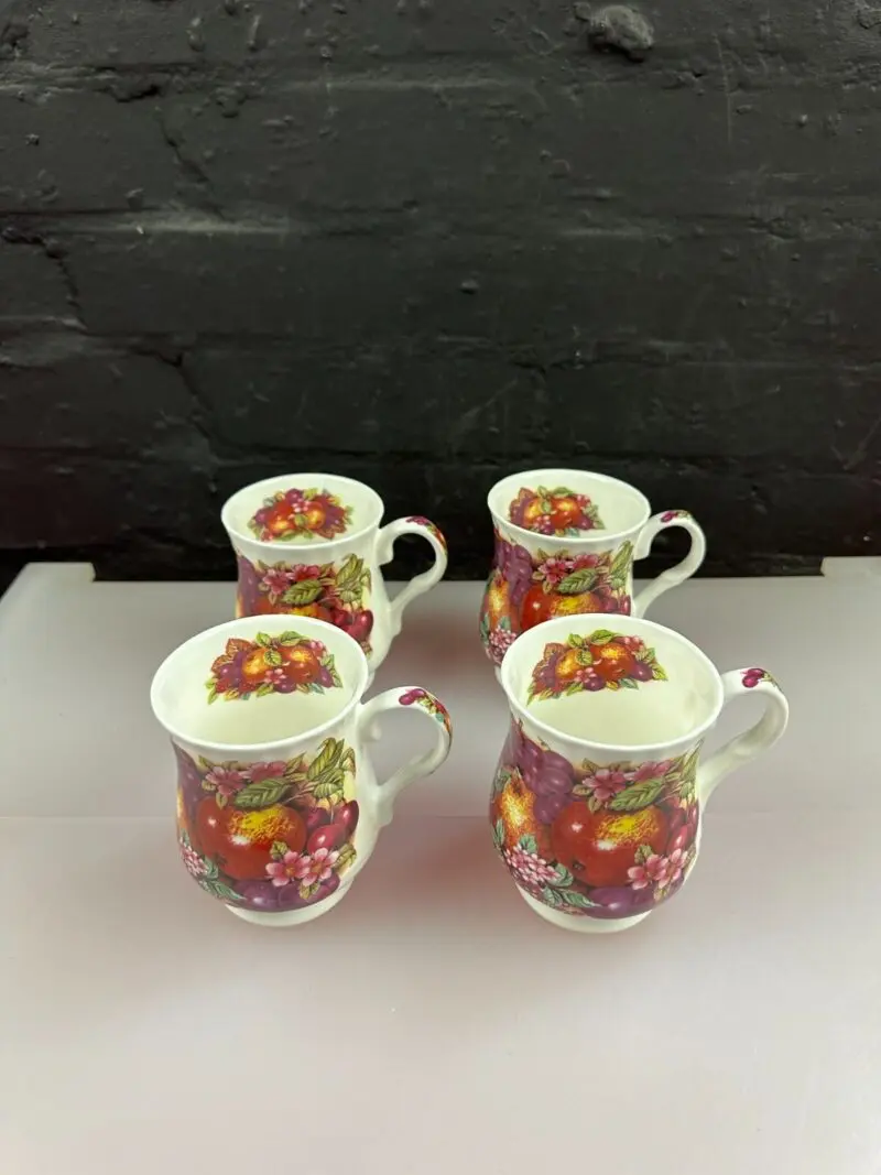 4 x Norstock China Still Fruit Tea / Coffee Mugs 10.5 cm High Set