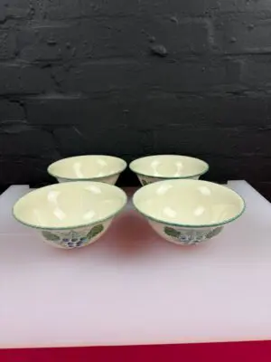 4 x Poole Pottery Vineyard Grapes Vine Cereal Bowls 17 cm Wide Set