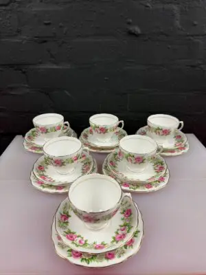 6 x Colclough Enchantment Pink Roses Tea Trios Cups Saucers & Side Plates 2 Sets