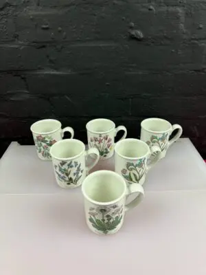 6 x Portmeirion Botanic Garden Tea / Coffee Mugs 9 cm High Set