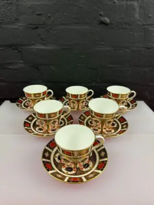 6 x Royal Crown Derby Old Imari 1128 Tea Cups and Saucers 1st Quality Set