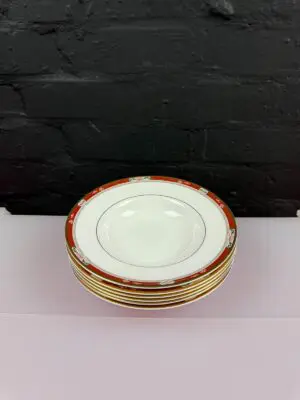 6 x Royal Doulton Sandon H5172 Rimmed Soup / Pasta Bowls 20.5 cm Wide Set